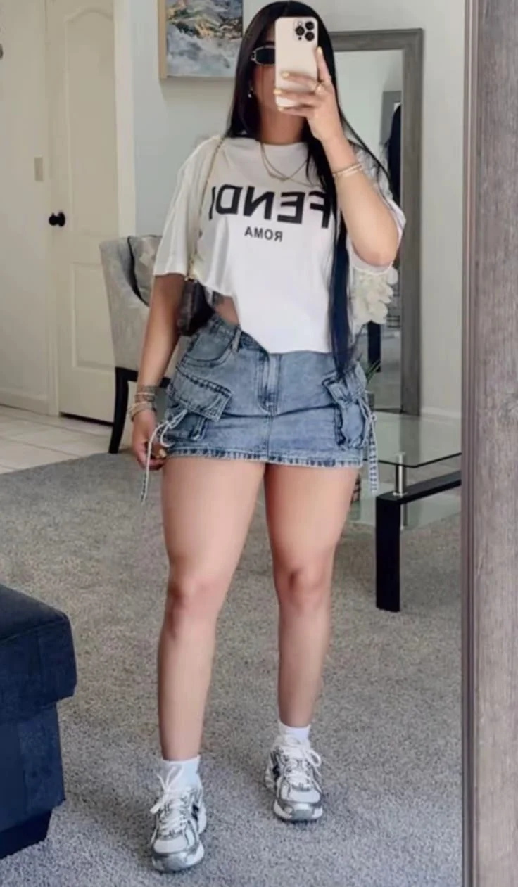 jean skirt outfits