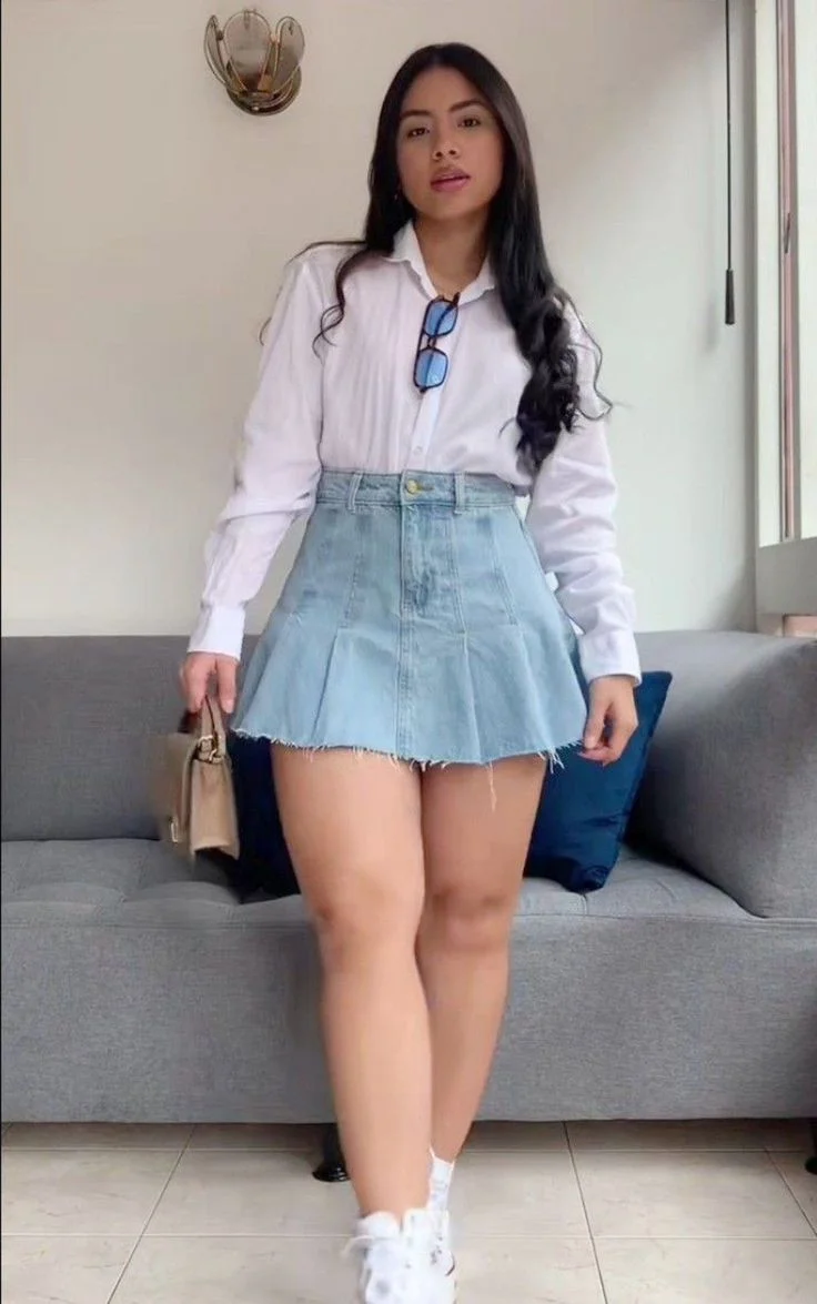 jean skirt outfits