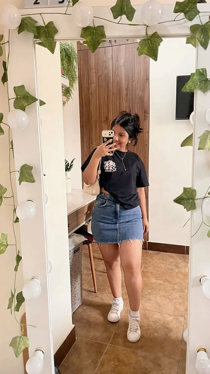 jean skirt outfits