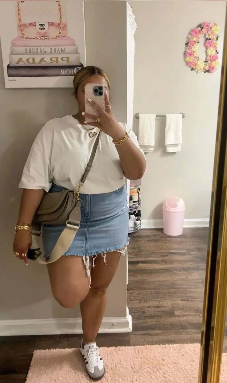 jean skirt outfits