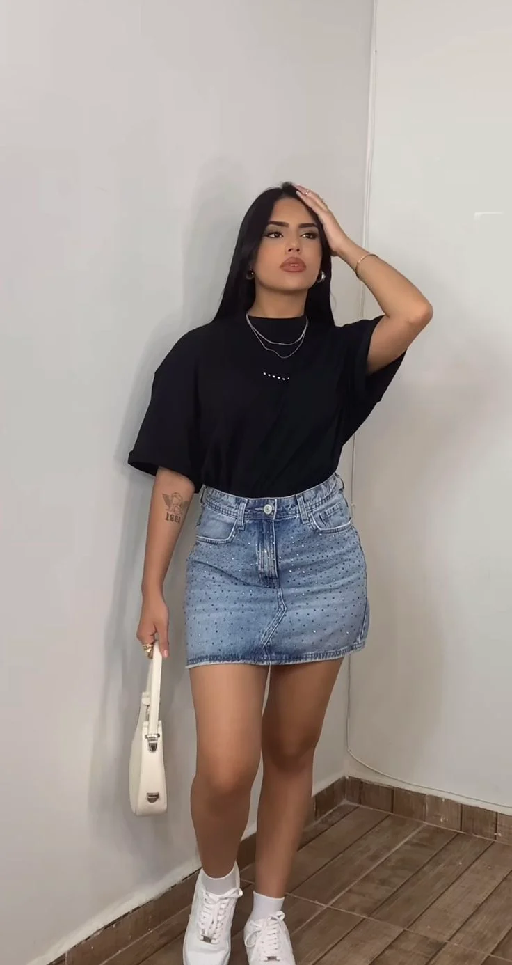 jean skirt outfits