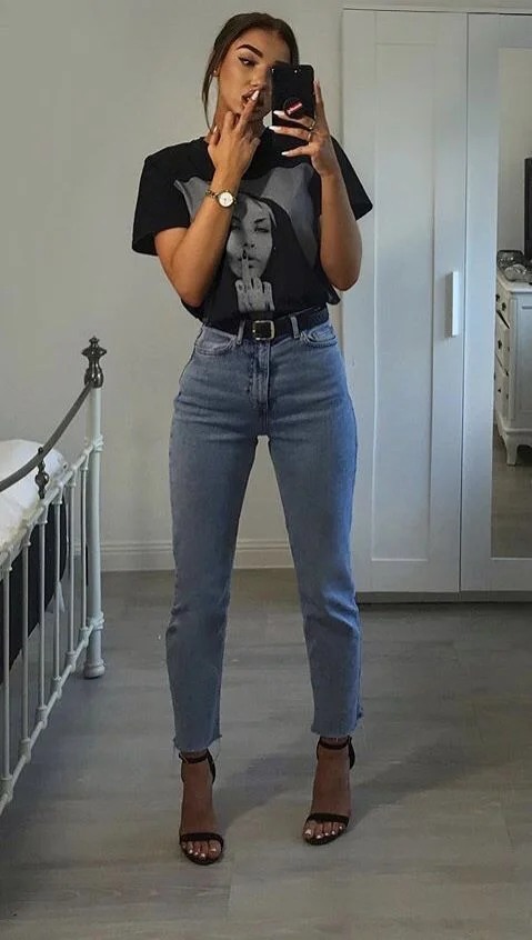 jeans and heels