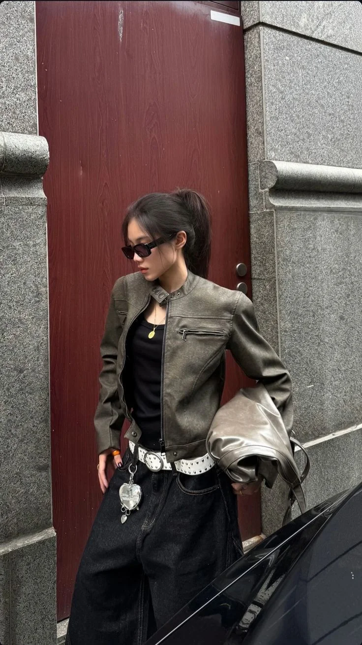 leather jacket outfit