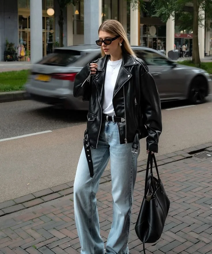 leather jacket outfit