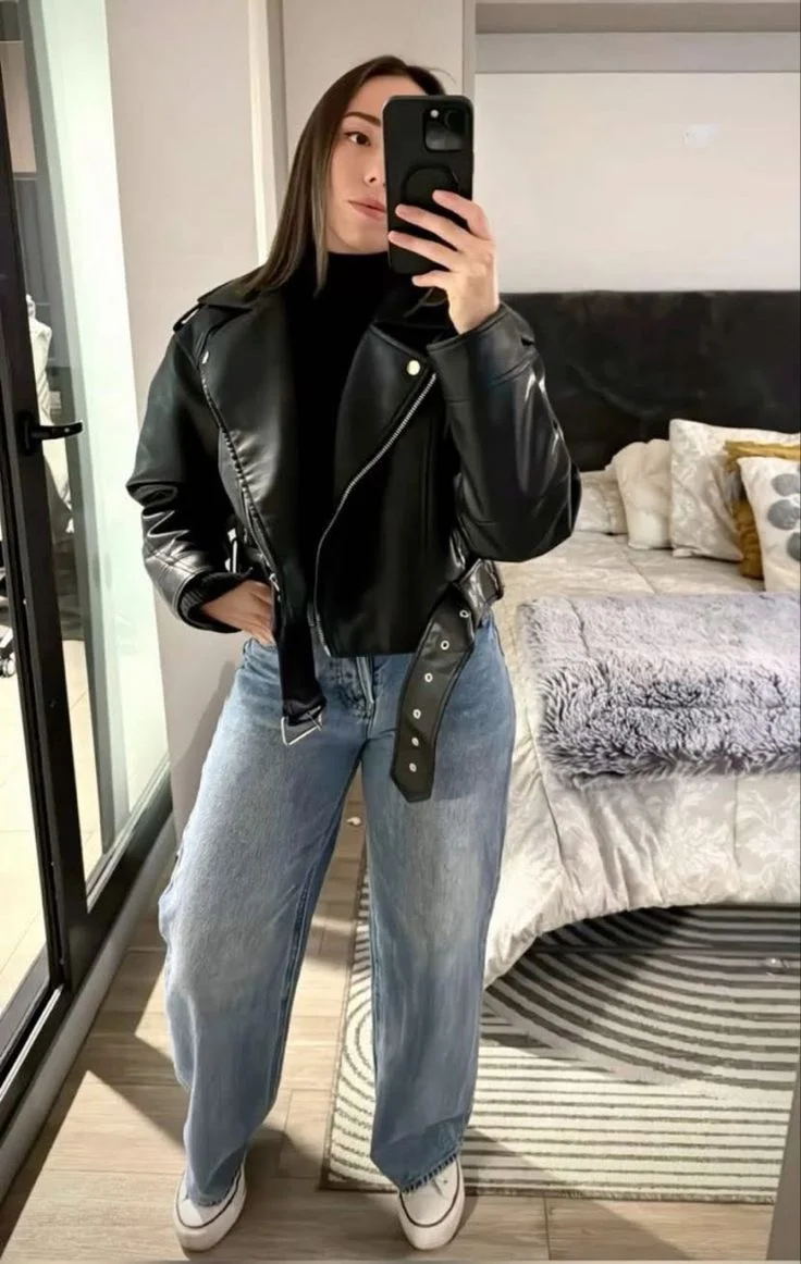 leather jacket outfit