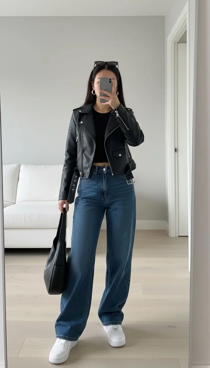 leather jacket outfit