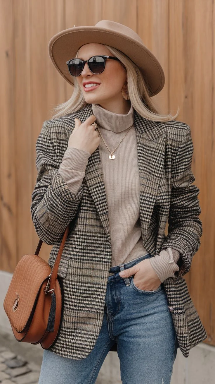 plaid blazer outfit