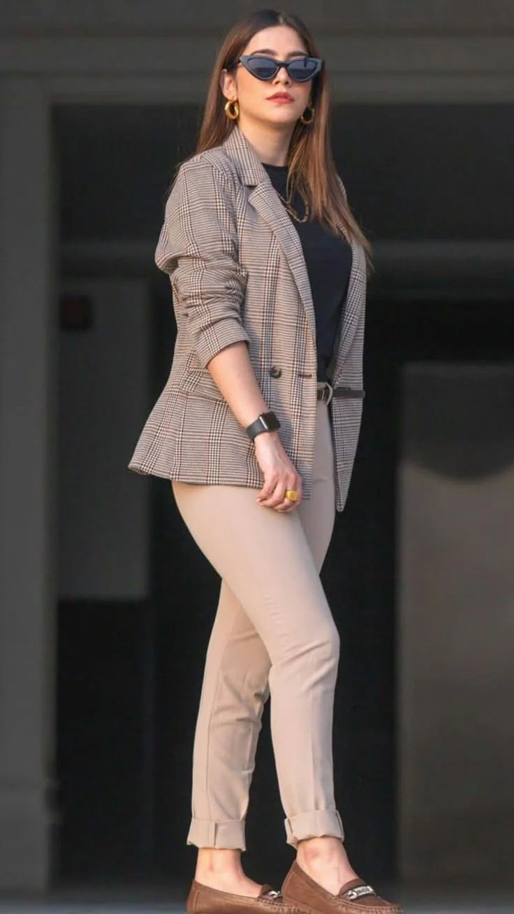 plaid blazer outfit