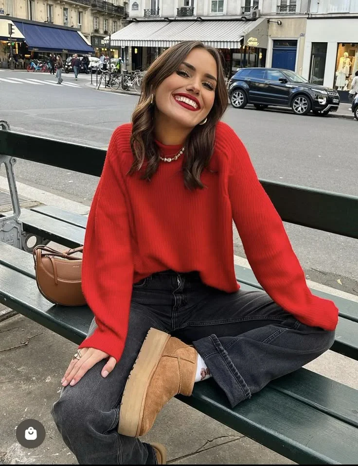 red sweater outfit