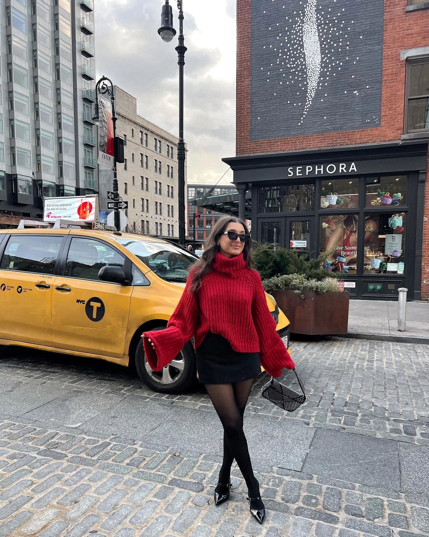 red sweater outfit