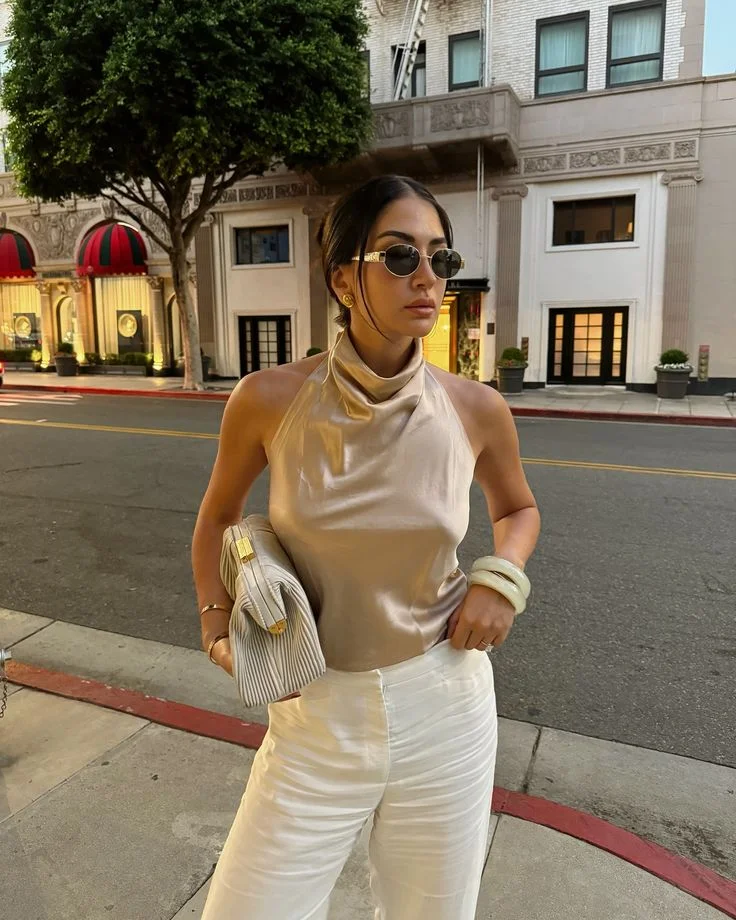 satin top outfit ideas