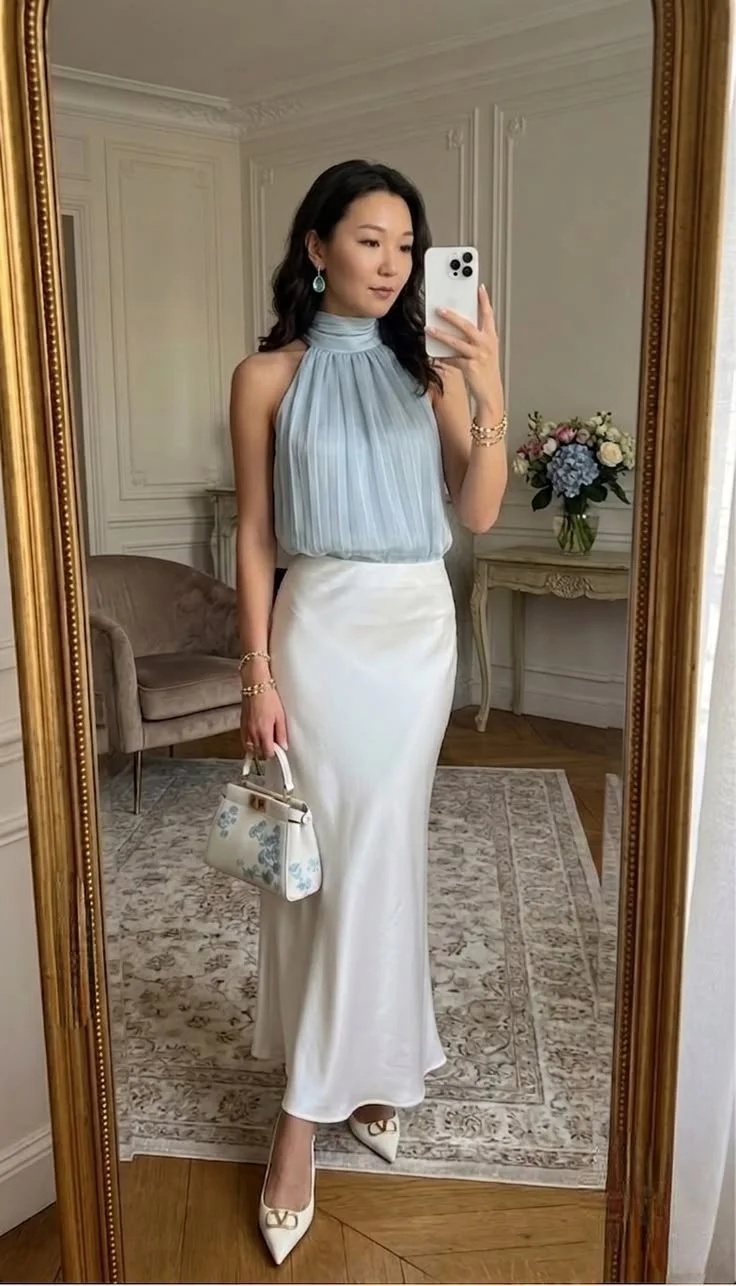 satin top outfit ideas