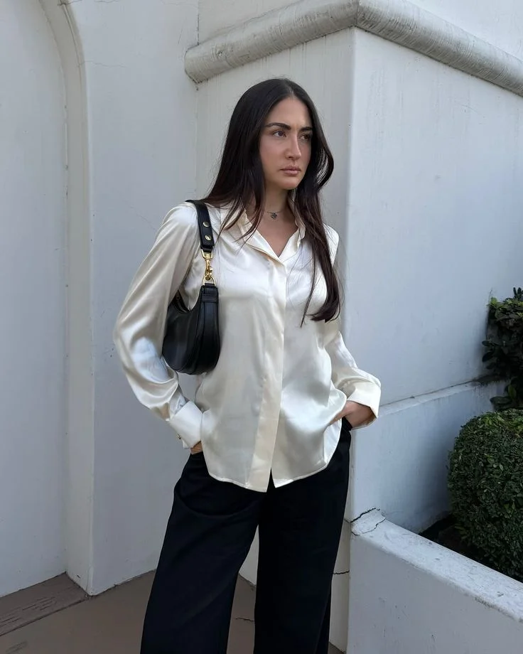 satin top outfit ideas