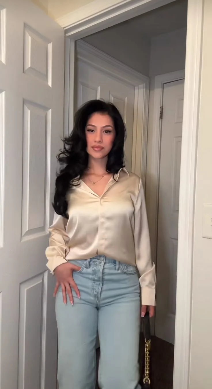 satin top outfit ideas