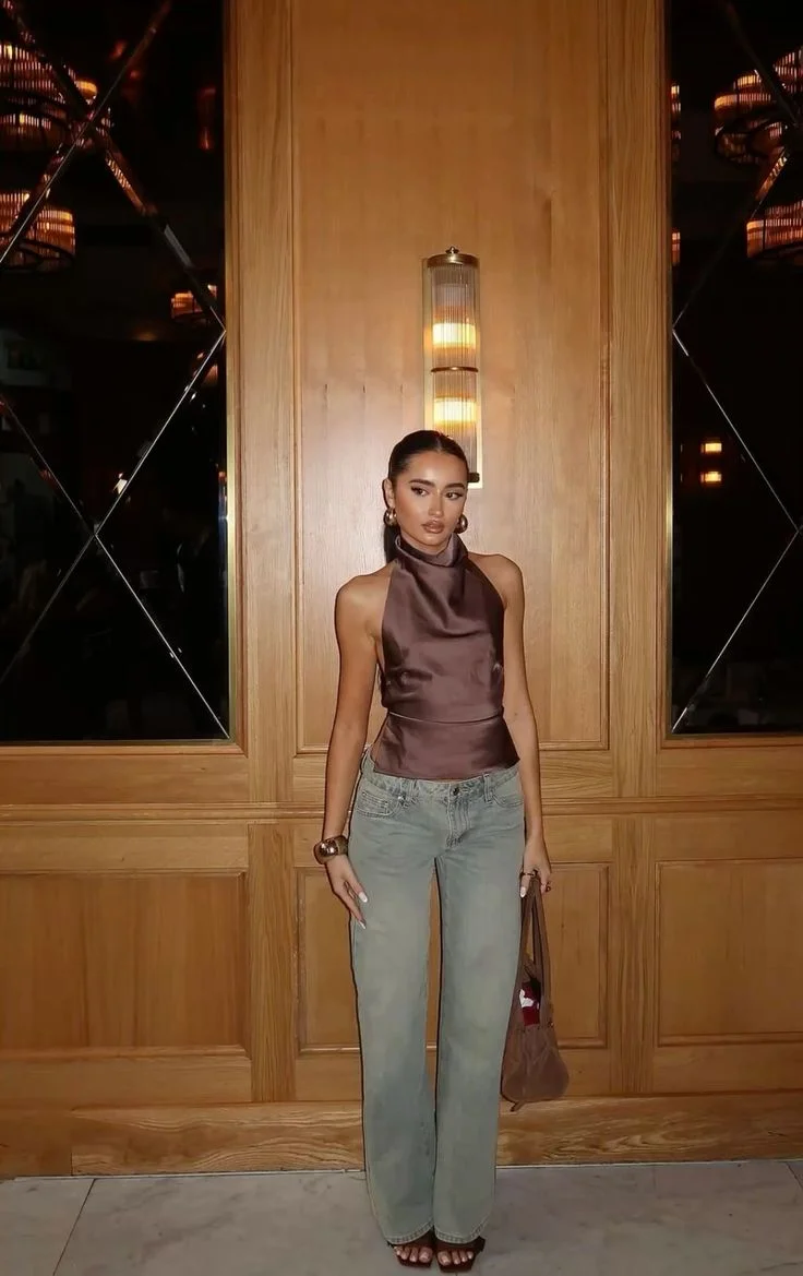 satin top outfit ideas