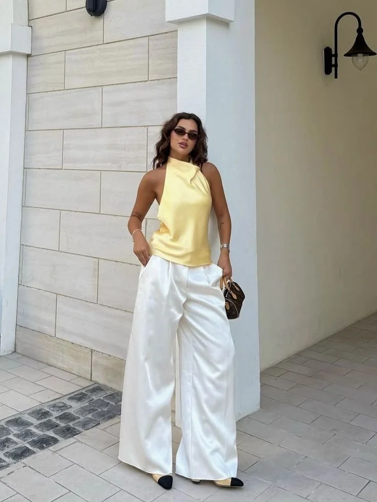 satin top outfit ideas