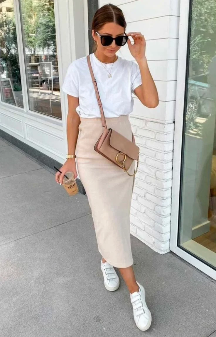 skirt with sneakers