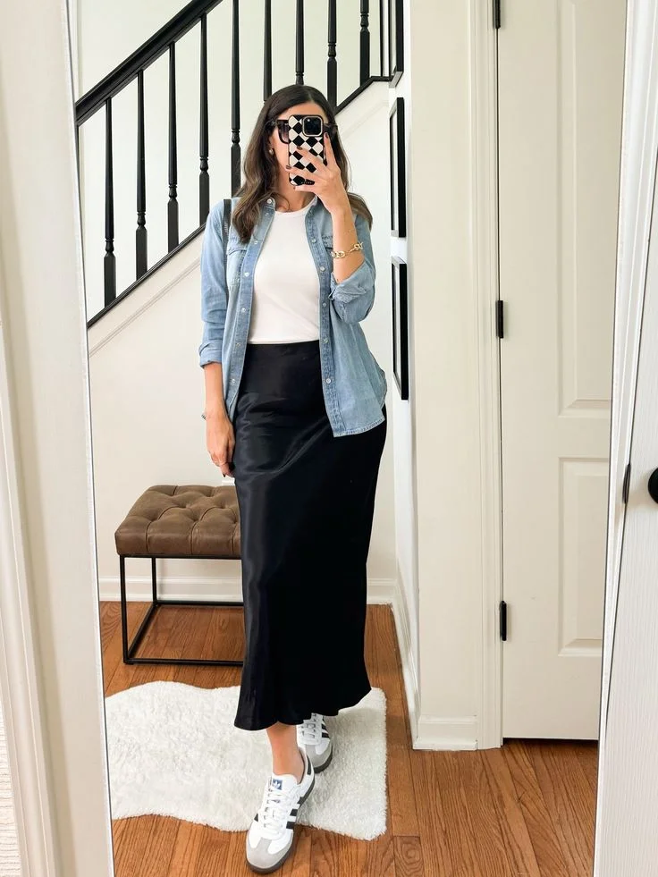 skirt with sneakers
