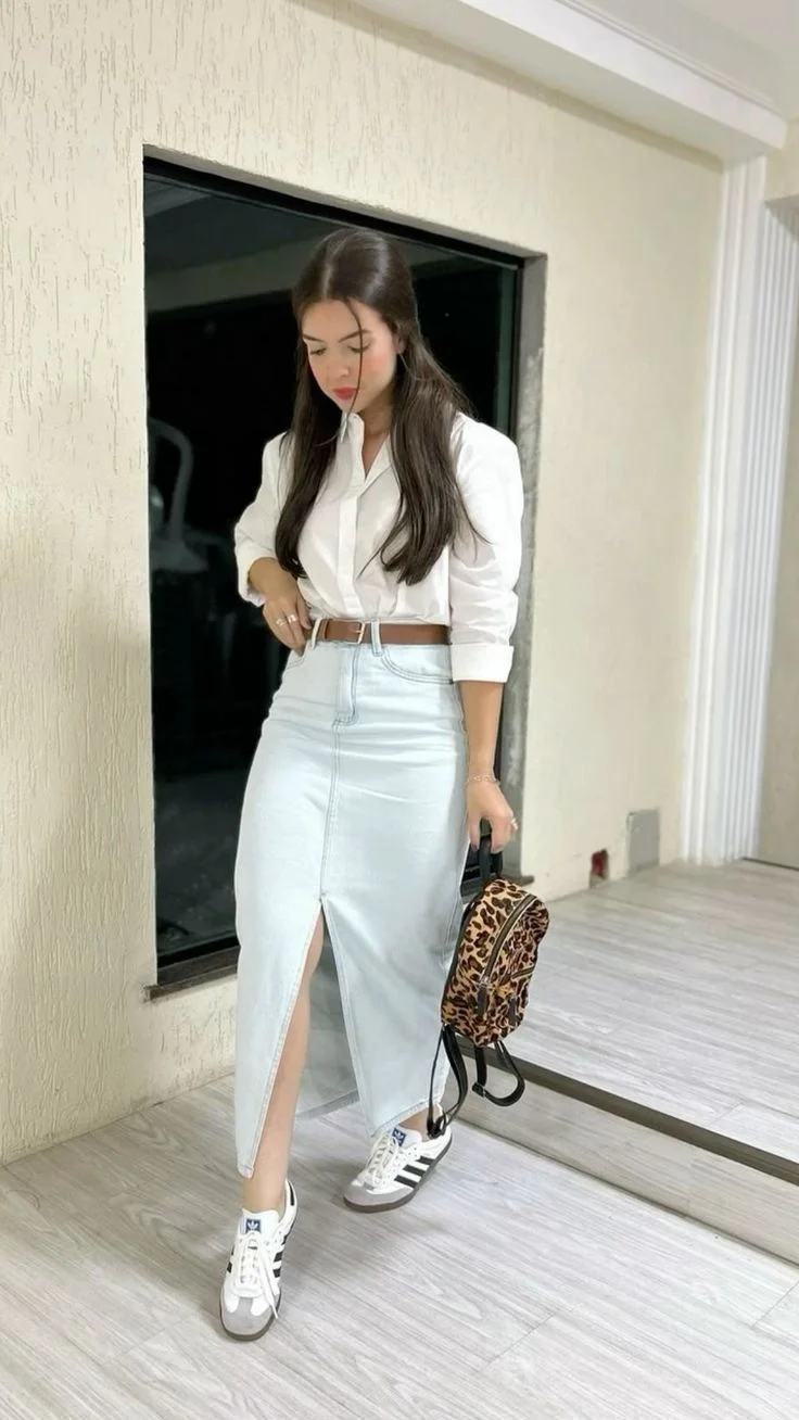 skirt with sneakers