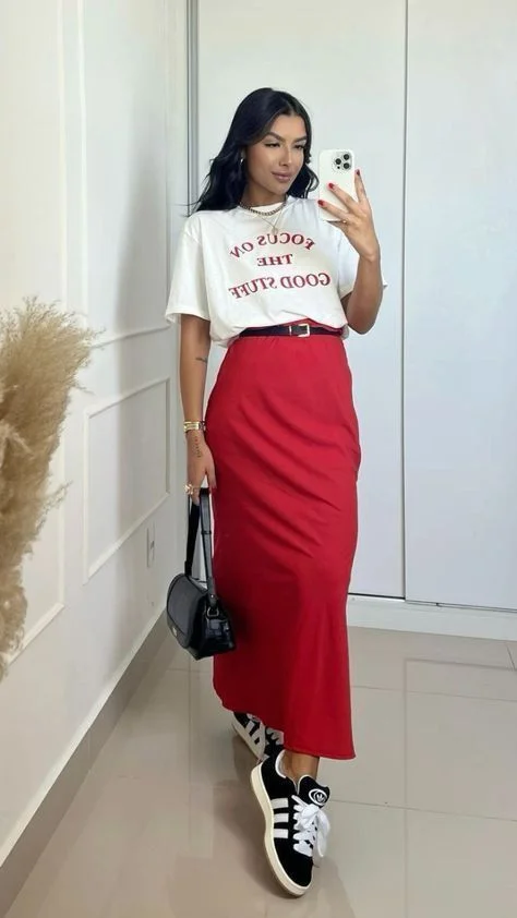 skirt with sneakers