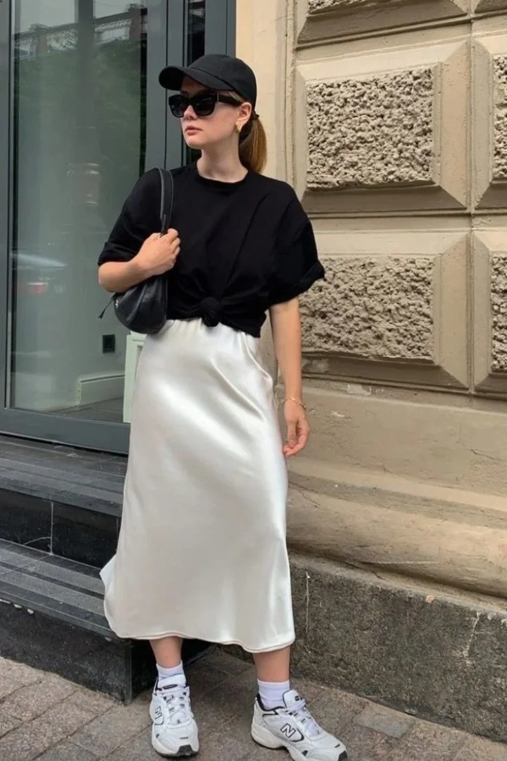 skirt with sneakers