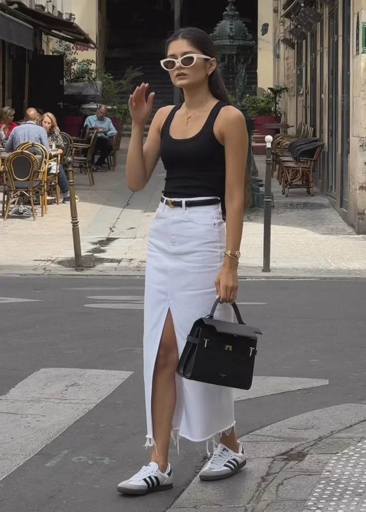 skirt with sneakers