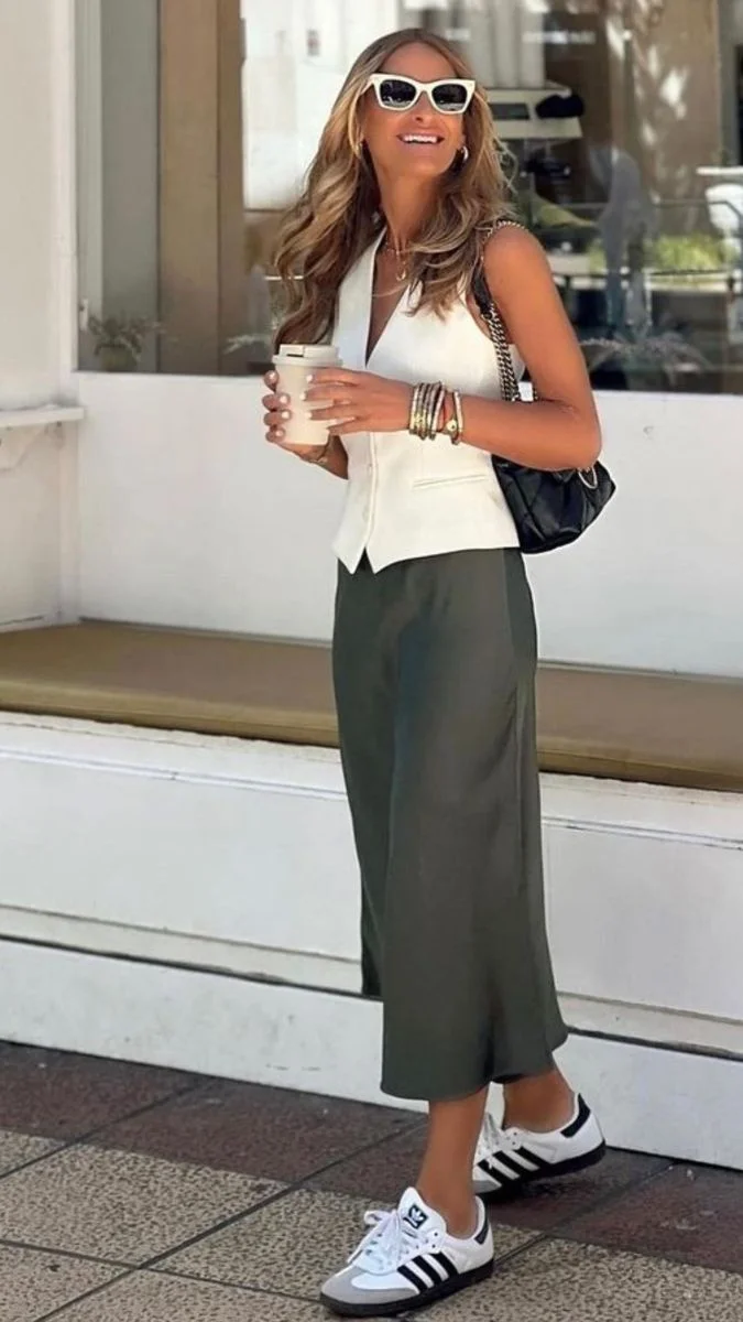skirt with sneakers
