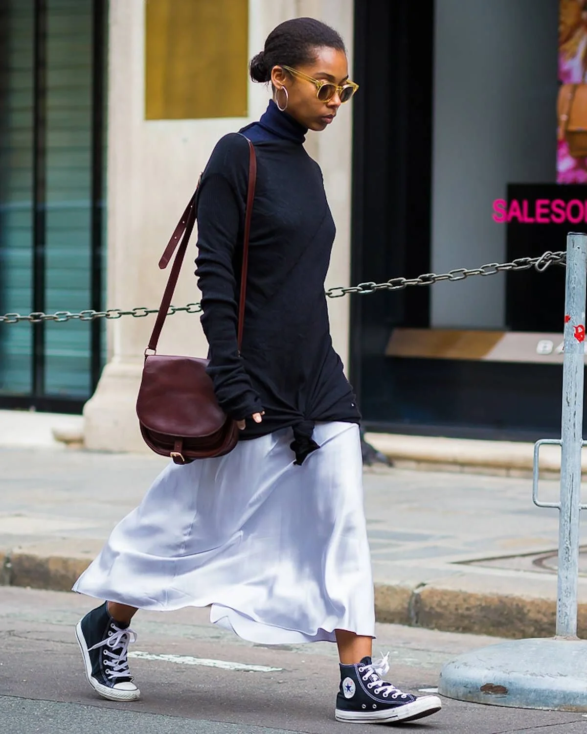 skirt with sneakers