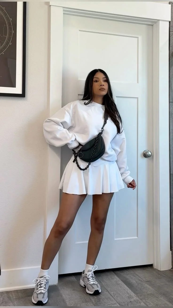 skirt with sneakers