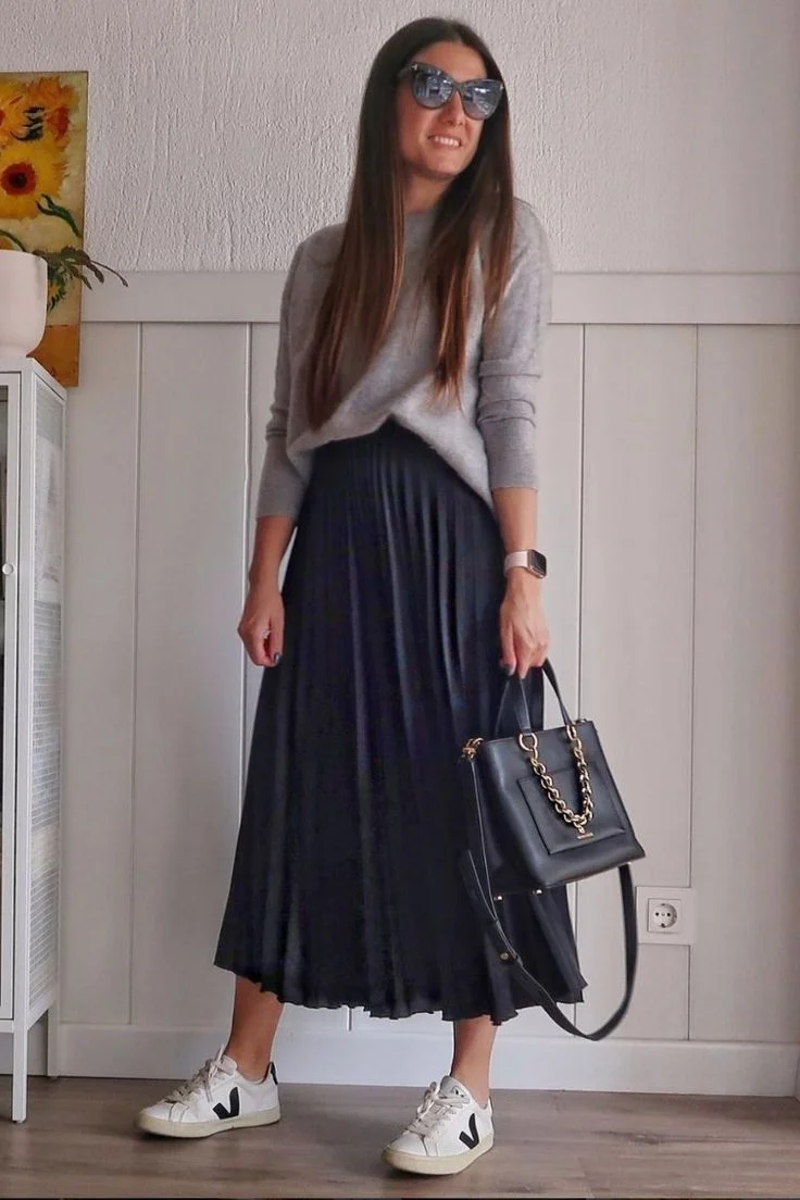 skirt with sneakers