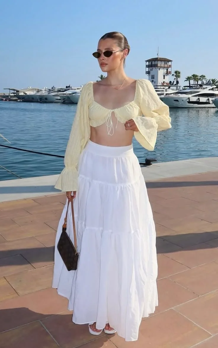 white skirt outfits