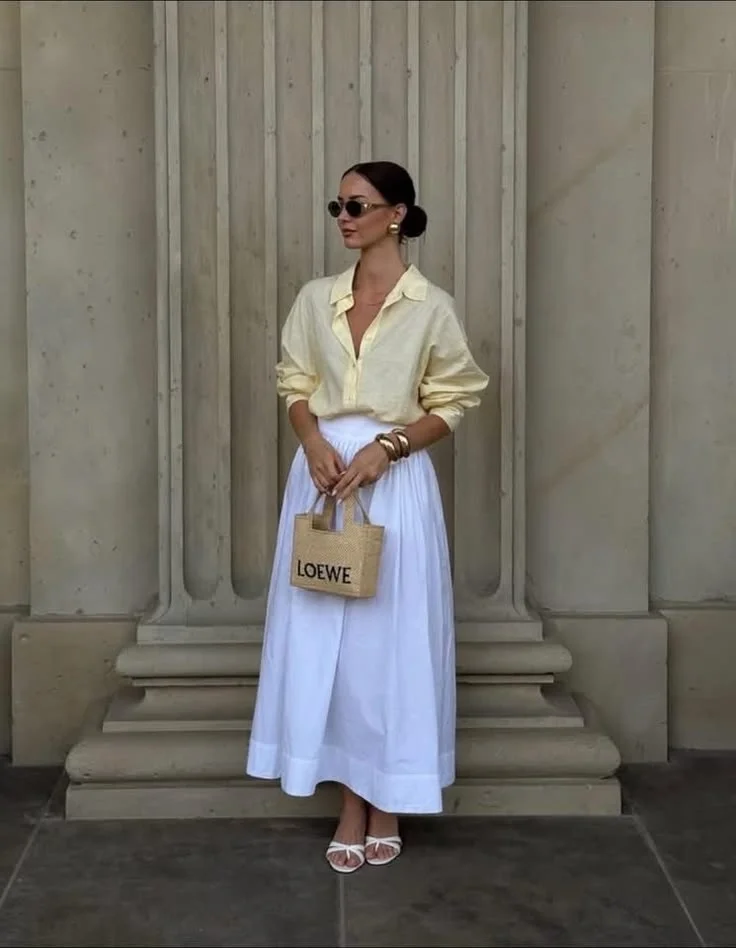 white skirt outfits
