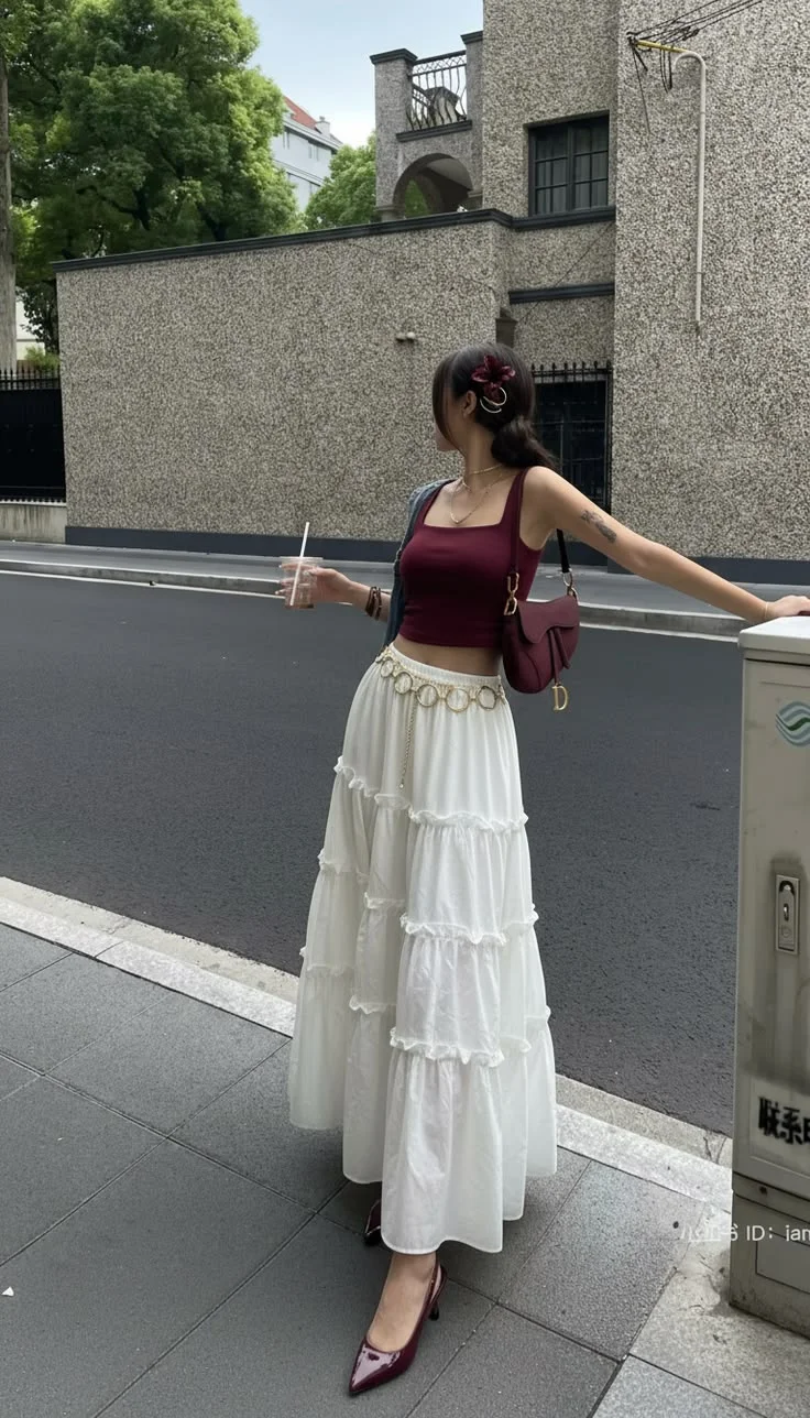 white skirt outfits