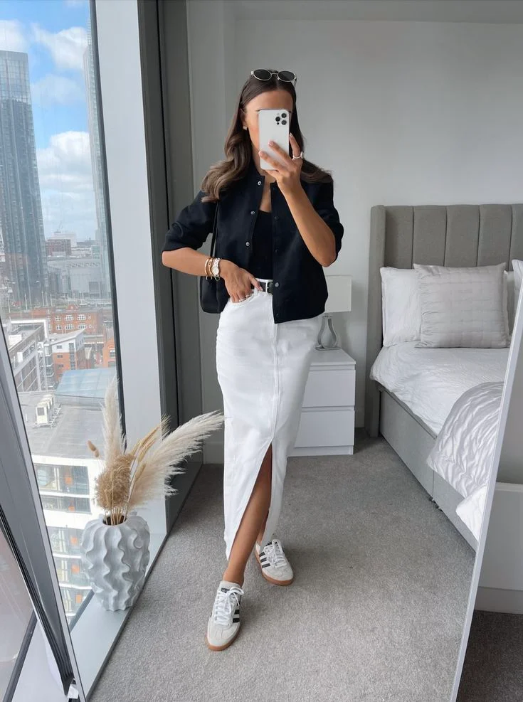white skirt outfits