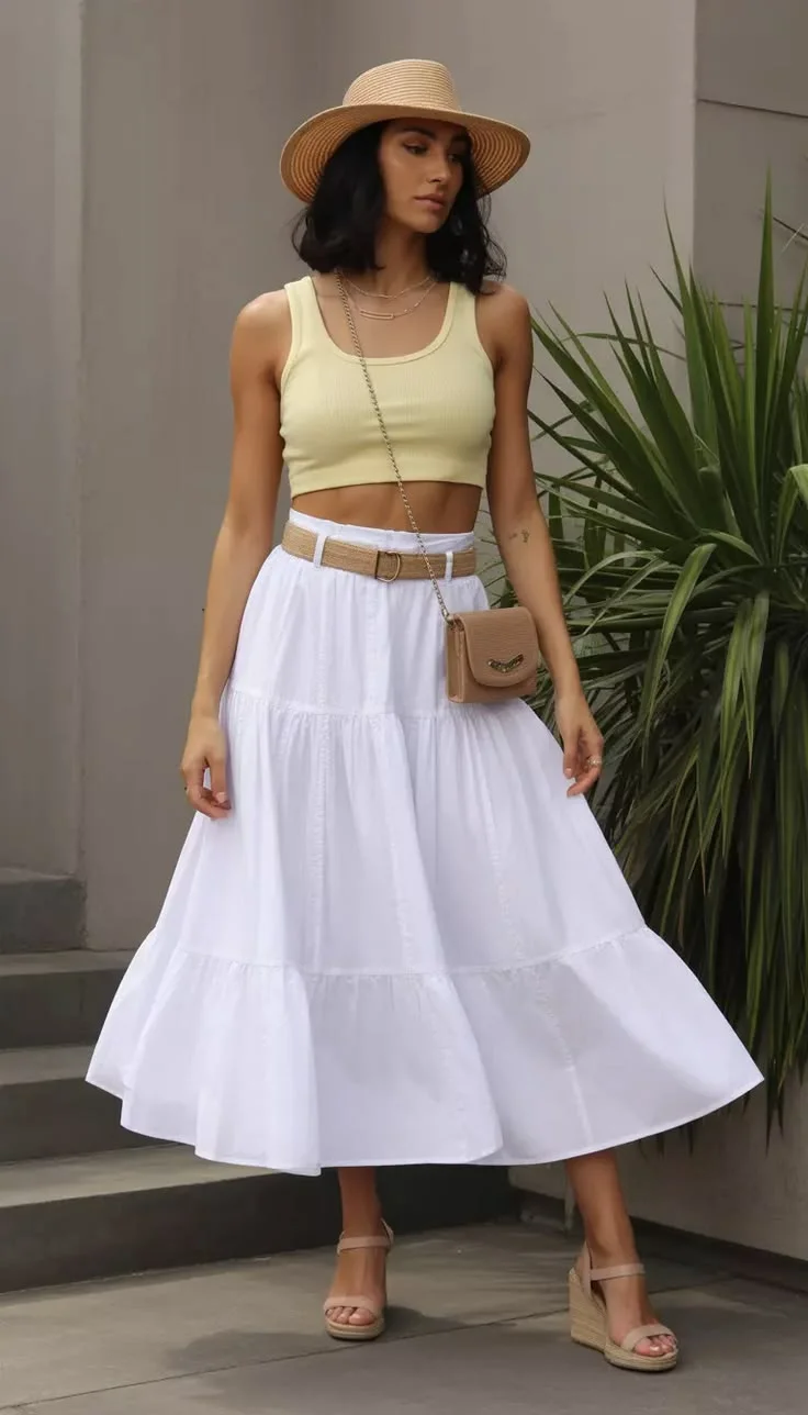 white skirt outfits