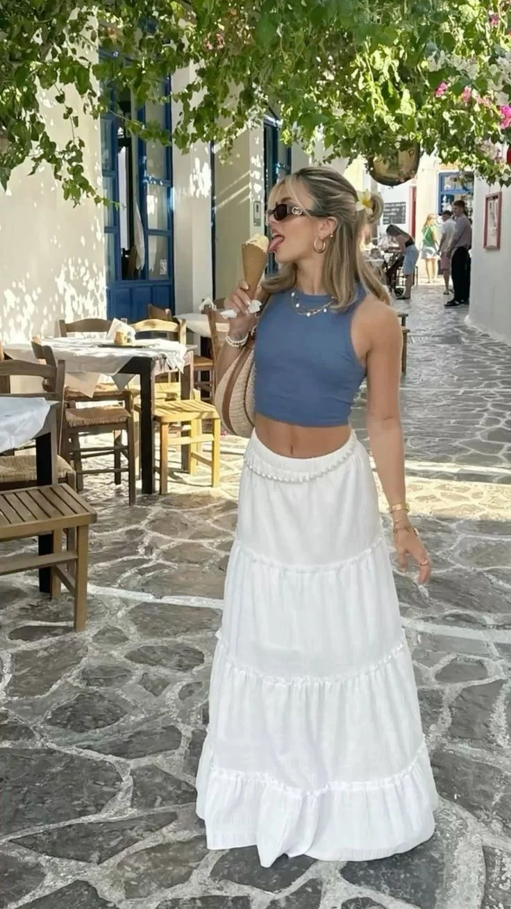 white skirt outfits
