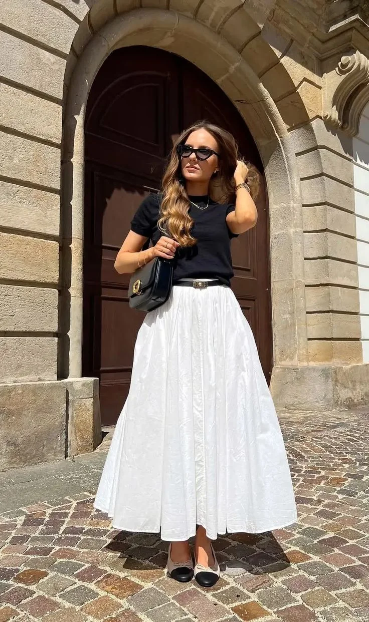 white skirt outfits