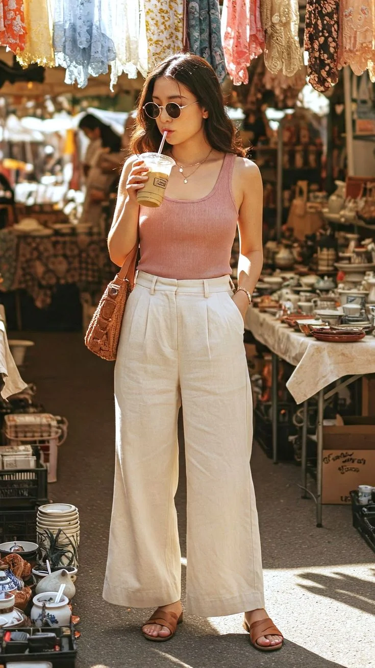 wide leg pants outfit